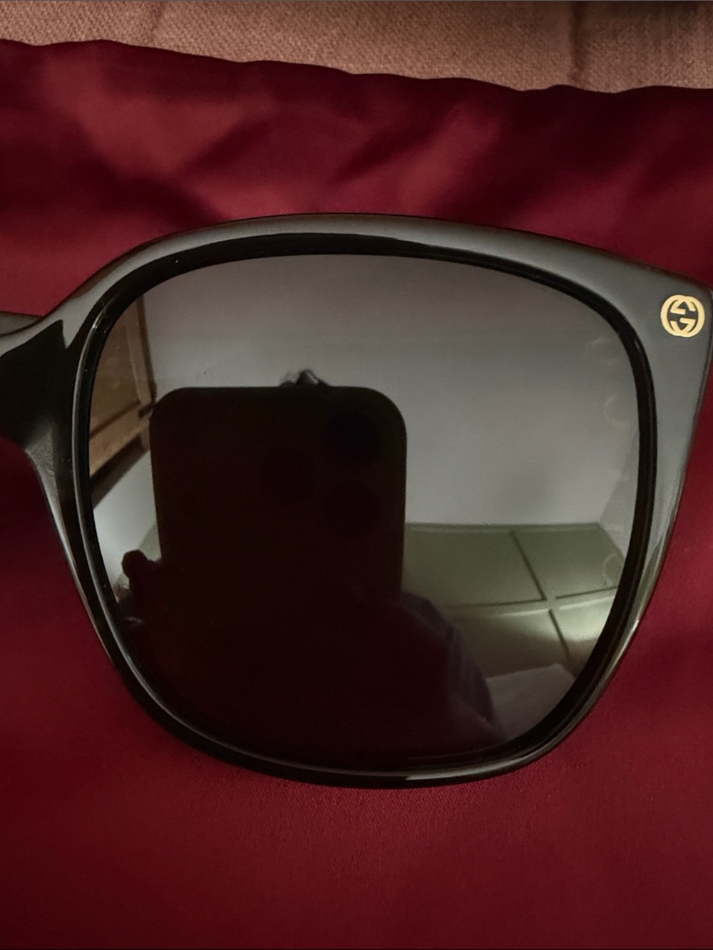 Gucci Black Square Sunglasses with Gold Accents - Picture 4 of 5